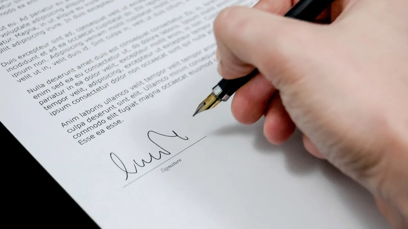 Free hand holding pen signing