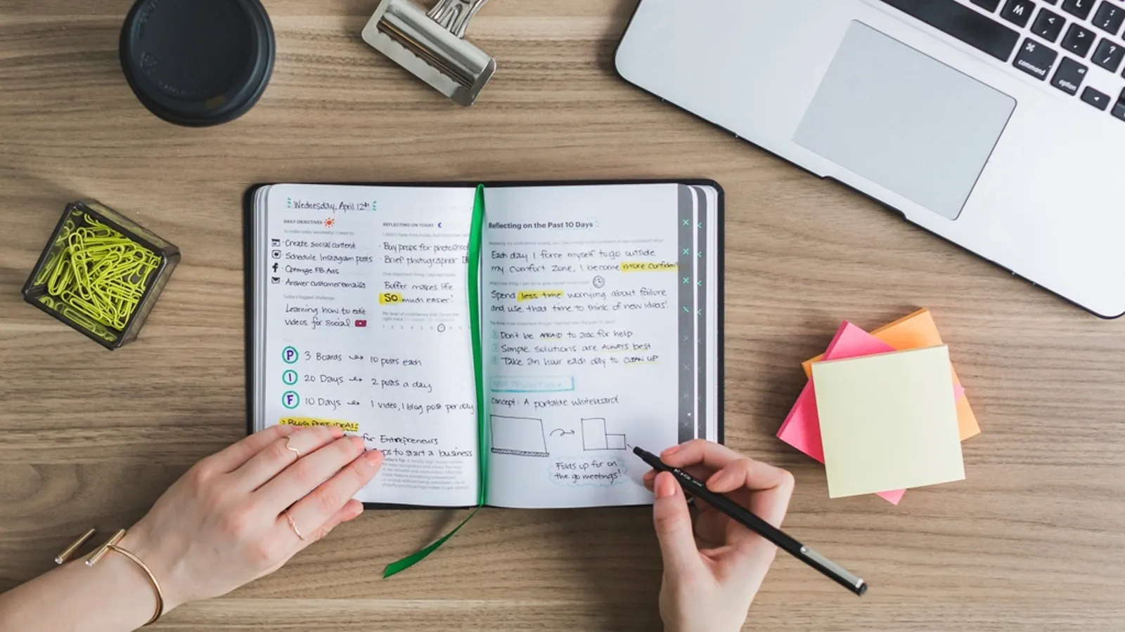Free woman taking notes journal