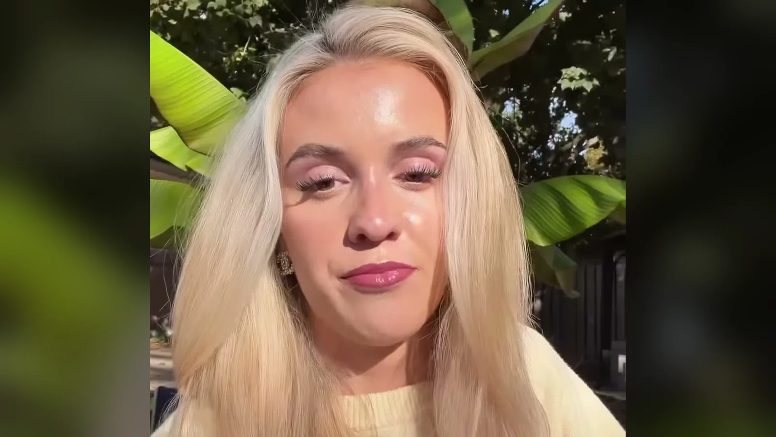 Ava Mistruzzi of @avamistruzzi talking to camera outdoors in one of her Instagram reels.